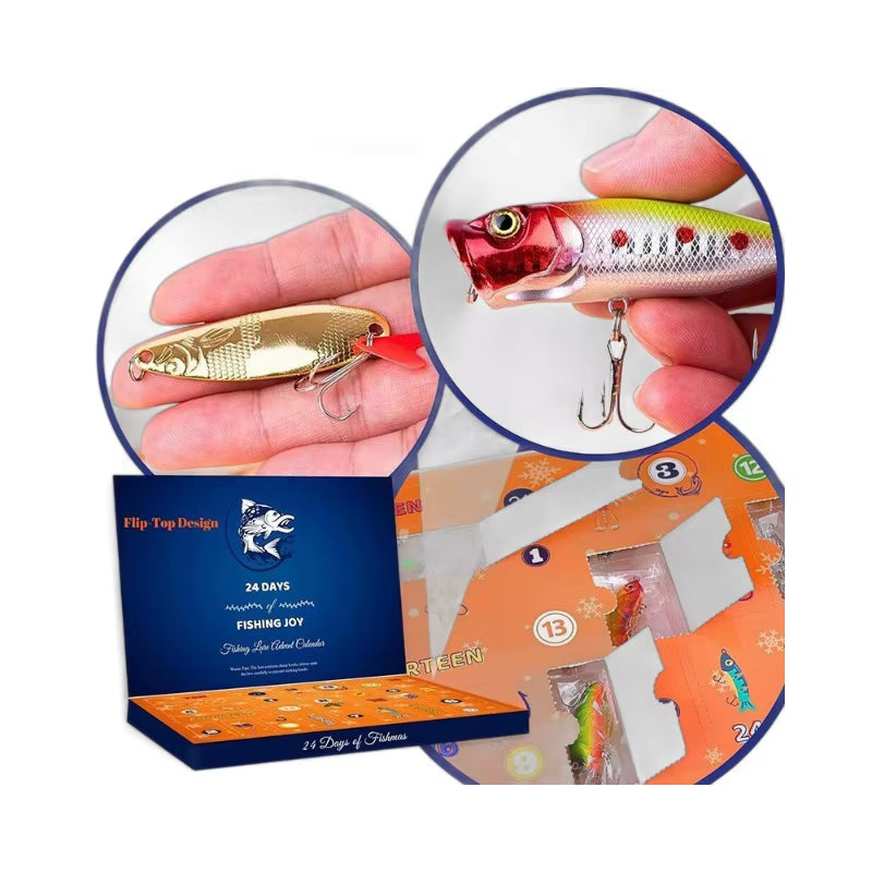 Christmas Advent Calendar Fishing Lures Gift Box for Men Adult 24 Day Christmas Countdown Fish Bait for Fishing Lover Gift