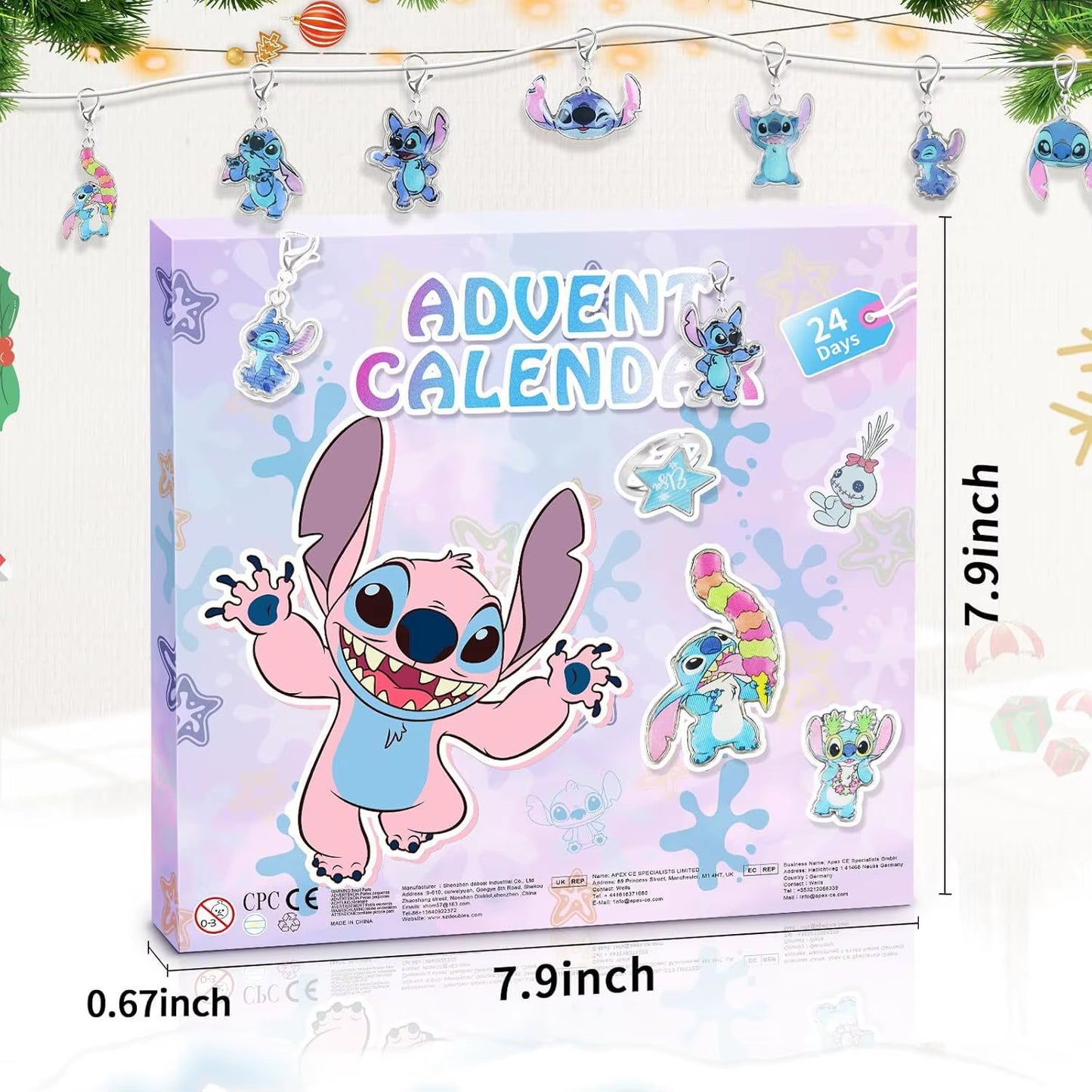 24Pcs Stitch Christmas Advent Calendar Bracelets Anime 24 Days Xmas Countdown Calendar Diy Jewelry Making Kit Girl Gift